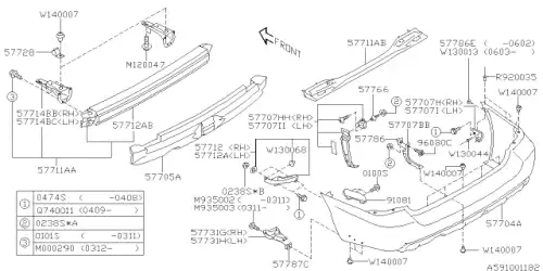 BRACKET-BUMPER,SIDE REAR ASSEMBLEY,RIGHT 57707SA060 SUBARU