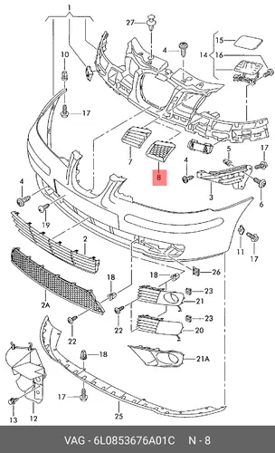 Решетка радиатора VAG 6L0853676A 01C