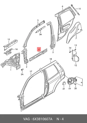 Порог 6X3810607A VAG