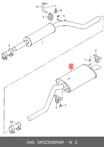 Задний глушитель 6K5253609AK VAG