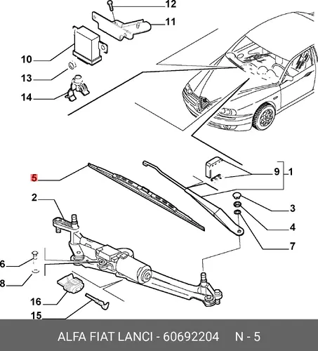Щетка стеклоочистителя 60692204 ALFA ROMEO