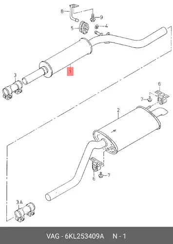 Средний глушитель 6KL253409A VAG