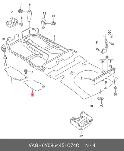Коврики в салон VAG 6Y0864451C 74C