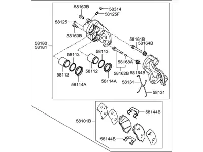 Brake assy - front, lh 581102W400 HYUNDAI