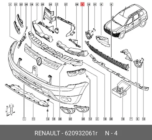 Абсорбер-усилитель бампера RENAULT 620932061R