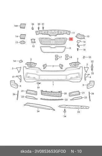 Решетка радиатора VAG 3V0853653G FOD