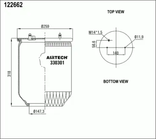 Пневмоподушка AIRTECH 330301P