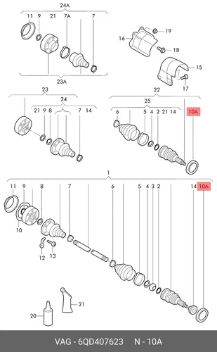 Уплотнительная шайба 6QD407623 VAG