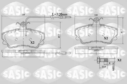 Тормозные колодки дисковые SASIC 6214032