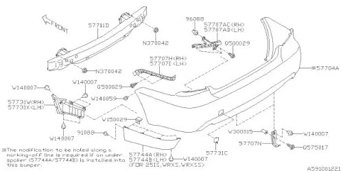 BRACKET-REAR BUMPER SIDE,LEFT 57717FG010 SUBARU