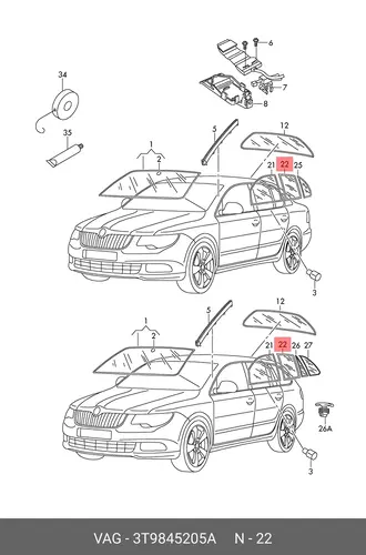 Стекло двери 3T9845205A VAG