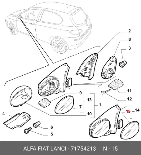 СТЕКЛО ЛЕВ. 71754213 ALFA ROMEO