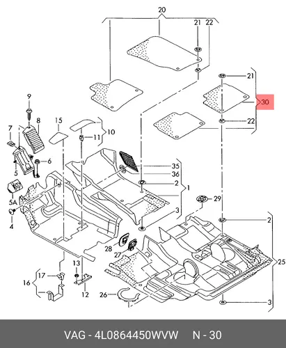 Коврики в салон VAG 4L0864450  WVW