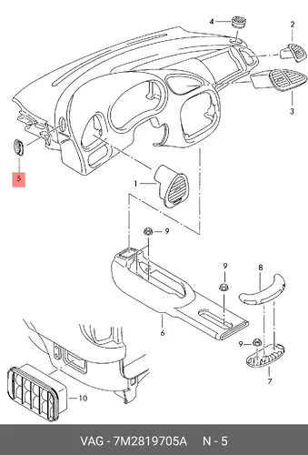 Дефлектор для дверного окна 7M2819705A VAG
