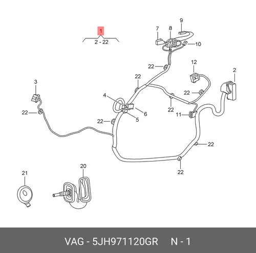 Жгут проводов двери 5JH971120GR VAG