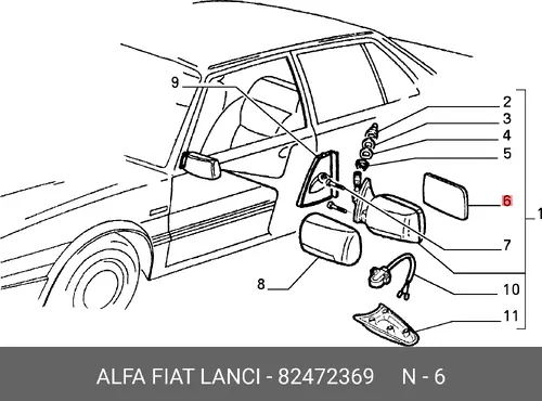 СТЕКЛО ПРАВ. 82472369 LANCIA