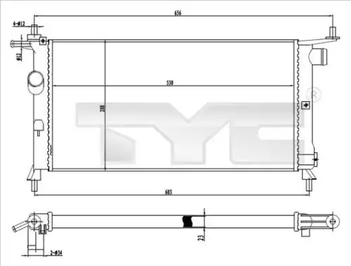 Радиатор системы охлаждения двигателя TYC 725-0020