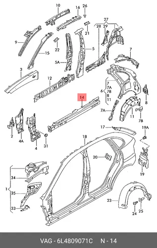 Порог 6L4809071C VAG