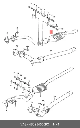 Гофра глушителя VAG 4B0254550PX L= d=