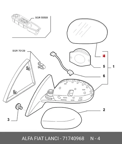 СТЕКЛО ЛЕВ. 71740968 ALFA ROMEO