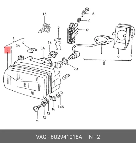 Стекло фары VAG 6U2941018A