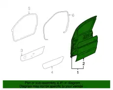 Door assembly-front, RH BDA490480 LAND ROVER