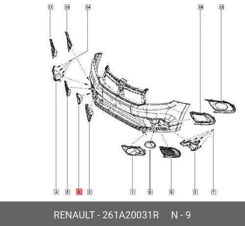 MLDG-RH FOG LAMP, 261A20031R RENAULT