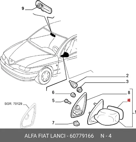 СТЕКЛО ЛЕВ. 60779166 ALFA ROMEO