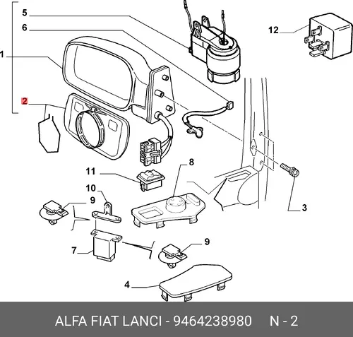 СТЕКЛО ЛЕВ. 9464238980 LANCIA
