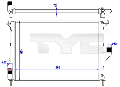 Радиатор системы охлаждения двигателя TYC 728-0057
