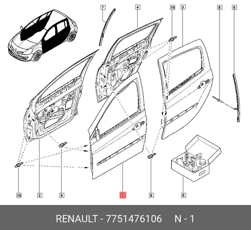 ДВЕРЬ ПЕР. ЛЕВ. 7751476106 RENAULT
