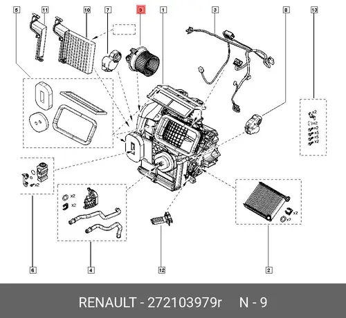 Вентилятор отопителя RENAULT 272103979R