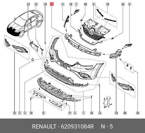 Абсорбер-усилитель бампера RENAULT 620931084R