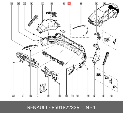 БАМПЕР ЗАДНИЙ 850182233R RENAULT