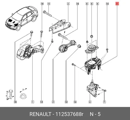ГИДРООПОРА ДВС ЛЕВ 112537688R RENAULT