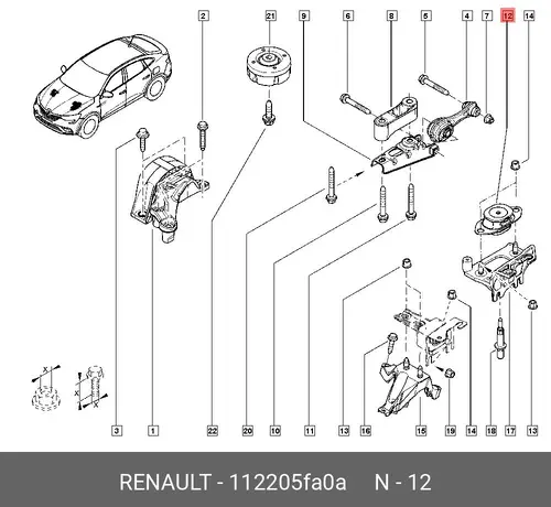 112205FA0A Опора л двс RENAULT