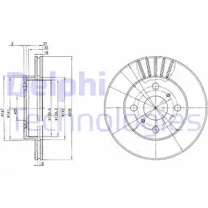 Тормозной диск DELPHI BG3519C вентилируемый , передняя ось