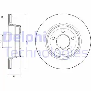 Тормозной диск DELPHI BG4937C вентилируемый , задняя ось