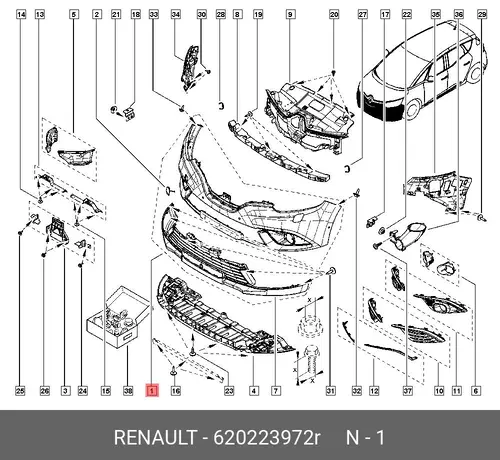 Бампер передний 620223972R RENAULT
