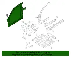 Panel assy - side inner, lh 712011E200 HYUNDAI