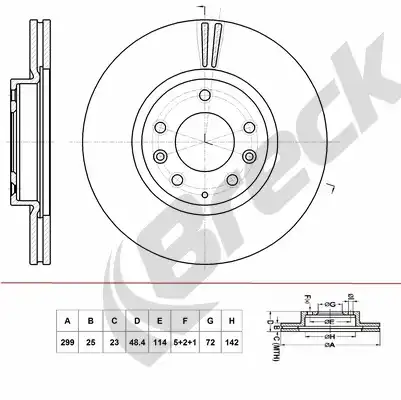 Тормозной диск BRECK BR 434 VA100