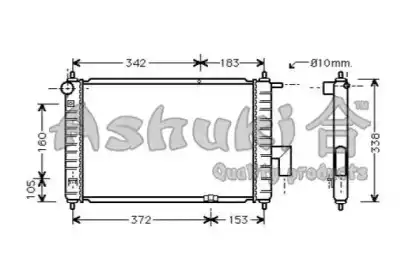 Радиатор системы охлаждения двигателя ASHUKI J207-05