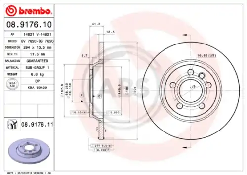 Тормозной диск A.B.S. 08.9176.11