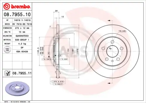 Тормозной диск A.B.S. 08.7955.11