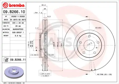 Тормозной диск A.B.S. 09.B266.11