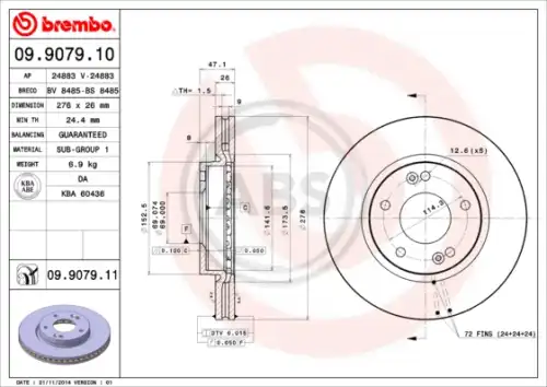 Тормозной диск A.B.S. 09.9079.11