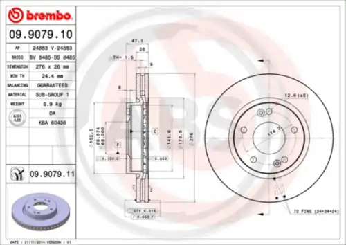Тормозной диск A.B.S. 09.9079.10