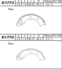Тормозные колодки K1770 ASIMCO