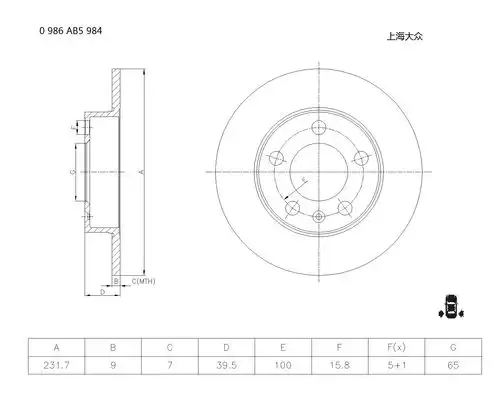 Тормозной диск BOSCH 0 986 AB5 984