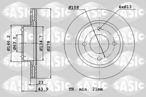 Тормозной диск SASIC 6106293